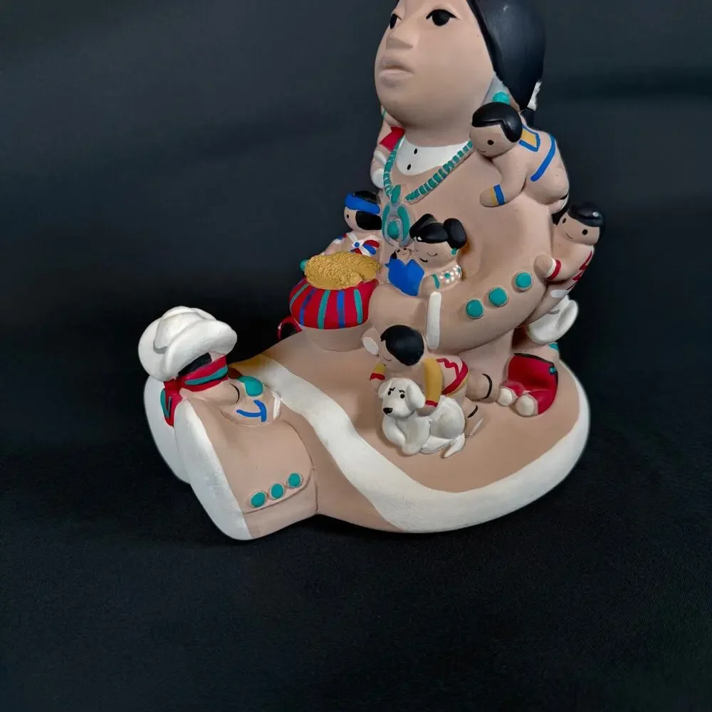 Vintage Cleo Teissedre Signed 1988 Storyteller Figurine Native American Pottery